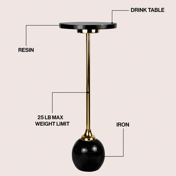 Evelyn 26" Modern Glam Metal/Resin Mosaic Pedestal Drink Table